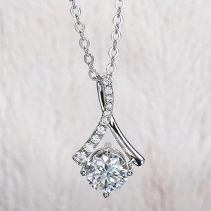 Certified 1ct. t.w. Moissanite Diamond Water Drop Pendant Necklace NEW